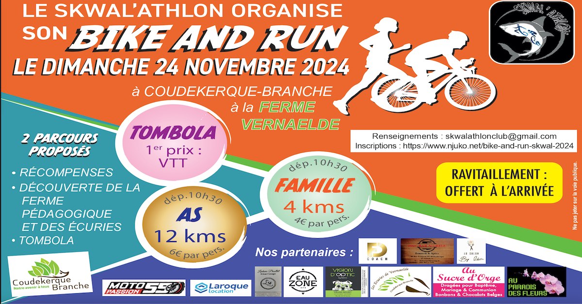 Lire la suite à propos de l’article SKWAL’ATHLON 2024 – Bike and run – Coudekerque Branche